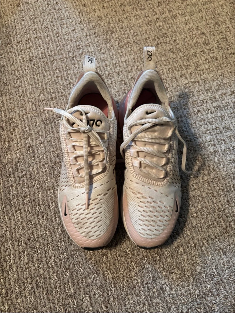 Nike Women’s Air Max 270 React Sneakers - White/Pale Pink - Picture 2 of 7